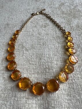 J. Crew Gold-Tone Necklace with Amber-Colored Faceted Beads